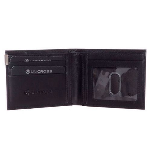 Billetera Unicross de cuero graneada c/ tarjetero y visor