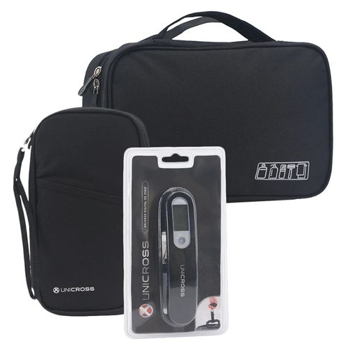 Combo viajero organizador + porta pasaporte + balanza