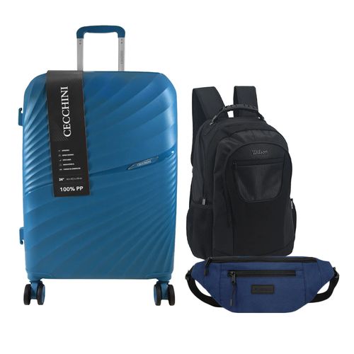 Combo Bariloche valija mediana + mochila+ riñonera